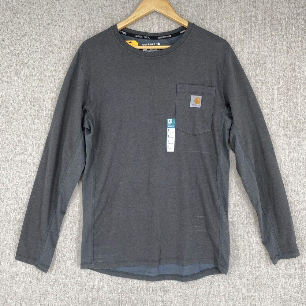 Carhartt Force Relaxed Fit Pocket T-Shirt Mens Small Carbon Heather Grey FastDry